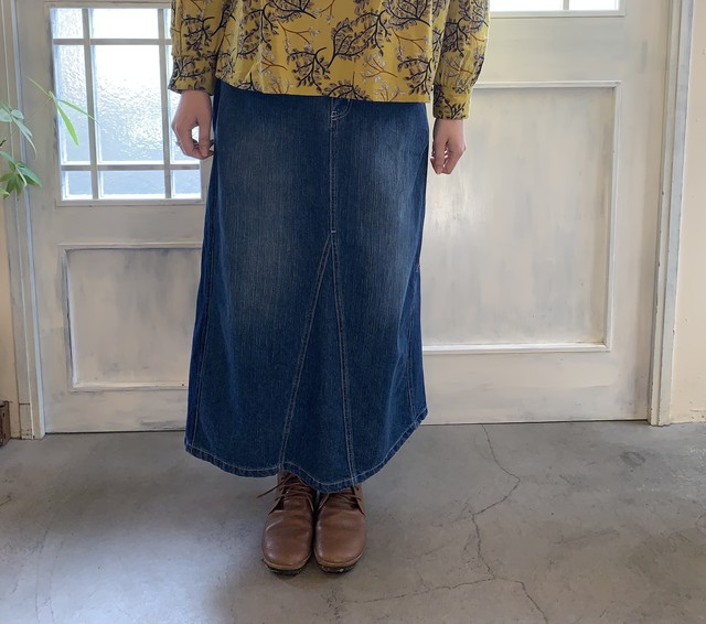 スラブデニム リメイク切替 ロングスカート Nanea ナネア Ss2door