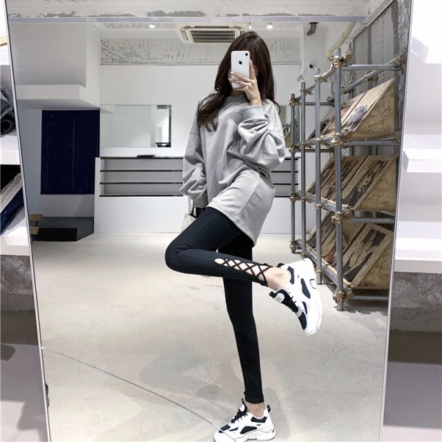 予約 レギンス スパッツ レギンスパンツ パンツ レディース ジャージ レースアップ 編み上げ 無地 スポーツ ウエストゴム ダンス イベント ジム ヨガ パジャマ ルームウェア お洒落 春 冬 冬新作 Dancercloset