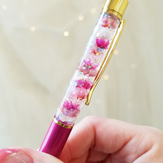 ハーバリウムボールペン 濃いピンク Paris Flower パリスフラワー