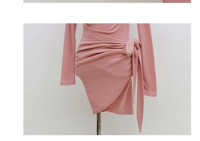 即納 オフショルリボンワンピース ピンク 春服新作 Lilyshop 海外ファッション 即納 オフショルリボンワンピース ピンク 春服新作 Lilyshop 海外ファッション