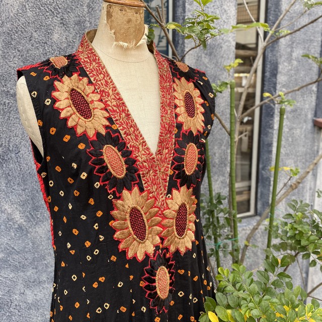Used 刺繍入りエスニックワンピース 民族 レディース古着屋 Kalanchoe カランコエ Used Vintage
