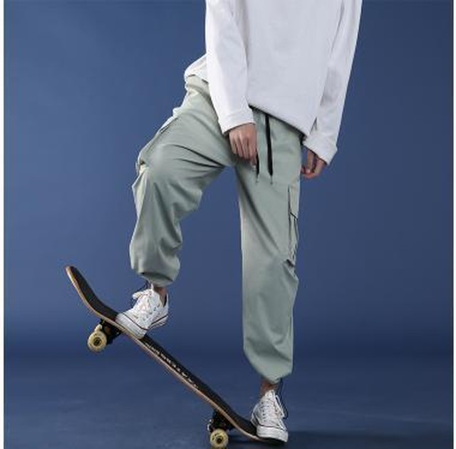 Yuzki 韓国ファッション カジュアル サイドポケット付き ズボン ボトムス メンズファッション スケーターファッション スケボー Yuzki