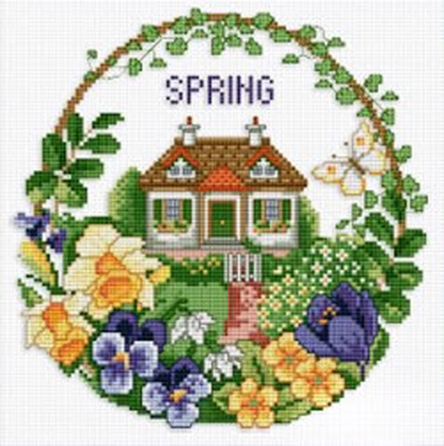 クロスステッチ図案 Ems133 Cottage In Spring 春のコテージ C 3562 アリスハウス