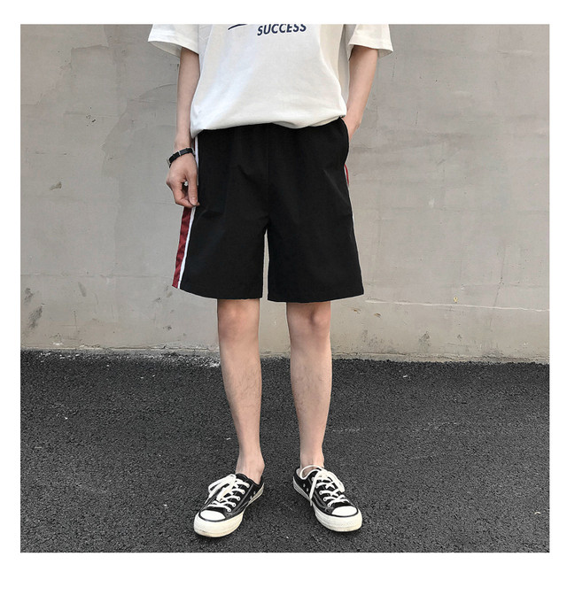 ライン ハーフパンツ スポーティ 夏 メンズ ブラック 黒 グレー 灰色 韓国 ストリート オルチャン 原宿 オシャr ファッション アパレル Rives