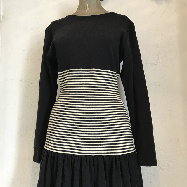 ヴィンテージ Ungaro ウンガロ ニット 切替 ウール カットソー ワンピース Tokyodresslab