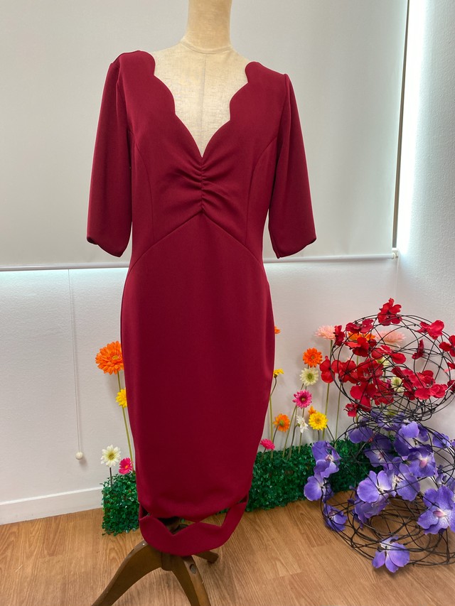 Rinascimentoリナシメント スカラップネックワンピース カットデザインワンピ 大きめサイズ Sale中 Momoko0875