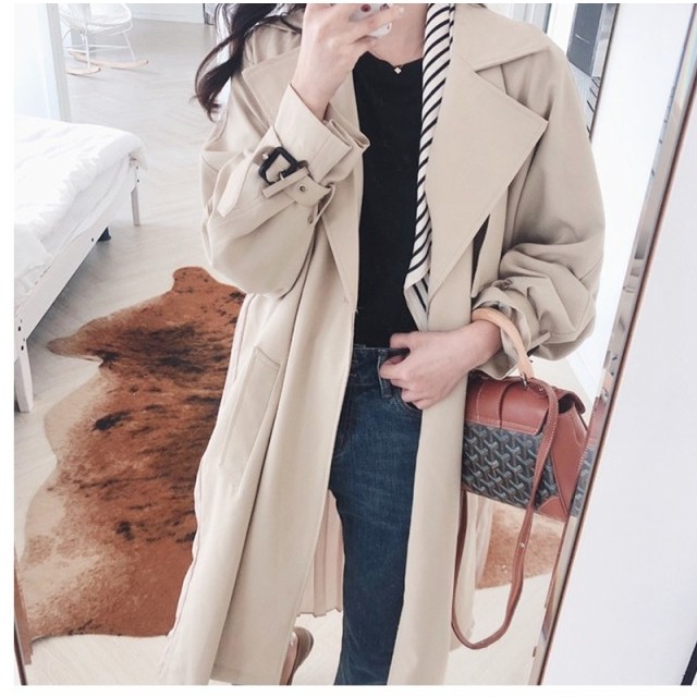 トレンチコート レディース 春 トレンチコート バックプリーツ バックベルト 秋コート ロングコート スプリングコート キャンディスリー Basecamp49