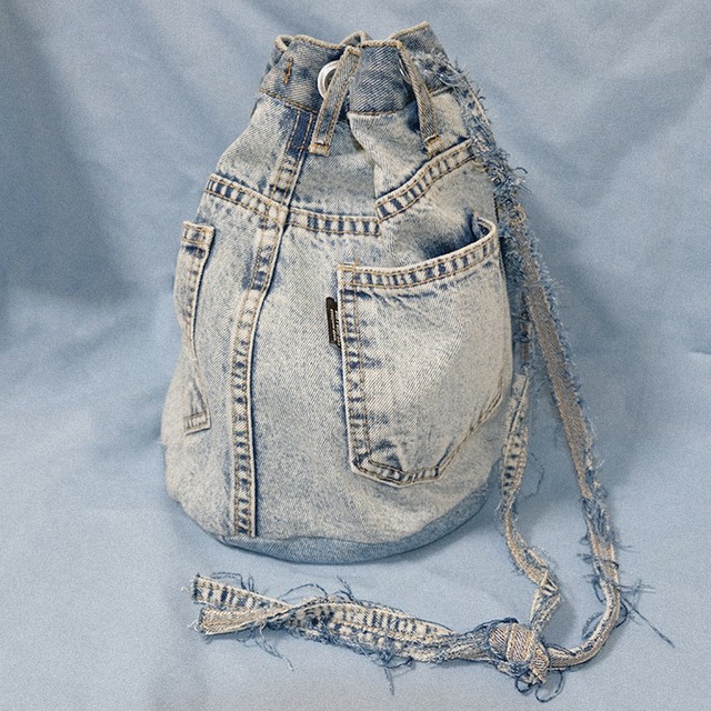 【Crudely Hommes】Handmade Rework 2WAY Denim Round Bag