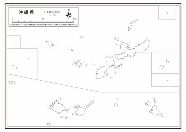 P1沖縄県 県域のみ K Okinawa P1 楽地図 日本全国の白地図ショップ