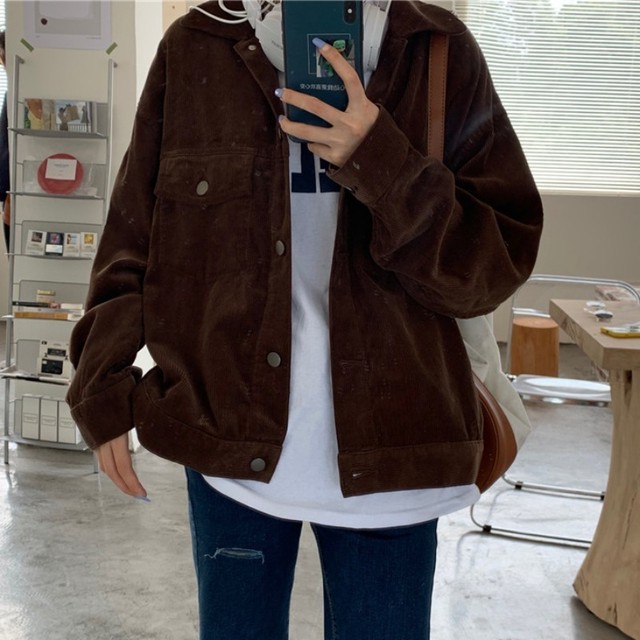 ジャケット アウター メンズライク Bigシルエット オーバーサイズ 大人可愛い ブラウン 無地 秋 冬 春 カジュアル 上品 お出かけ シンプル おしゃれ かわいい 韓国 韓国ファッション オルチャン オルチャンファッション P11 Korean Select 韓国ファッション