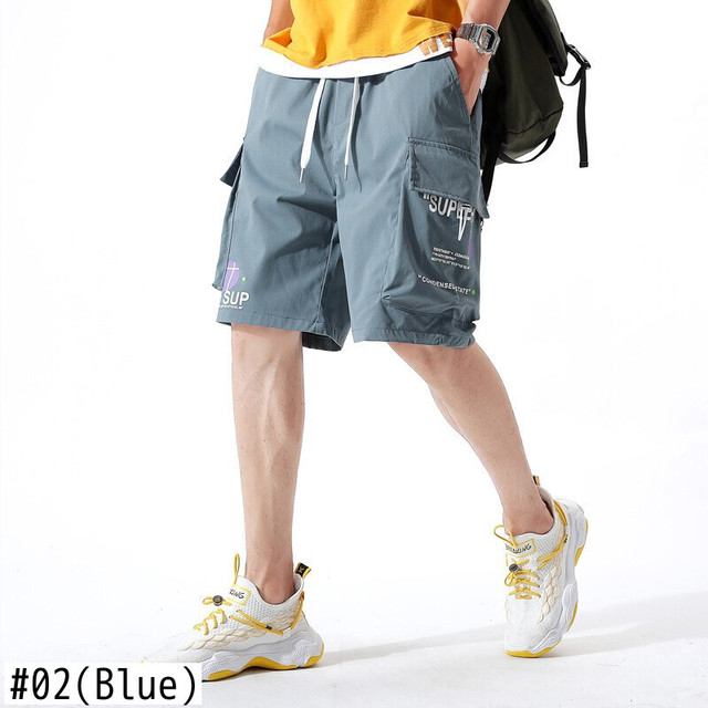 Fojagantoサマーメンズファッションショーツカラープラスサイズルーズポケットスポーツシンプルクリック男性膝丈スウェットパンツ 大きめサイズ 夏物 ブルマー Fojaganto Efect