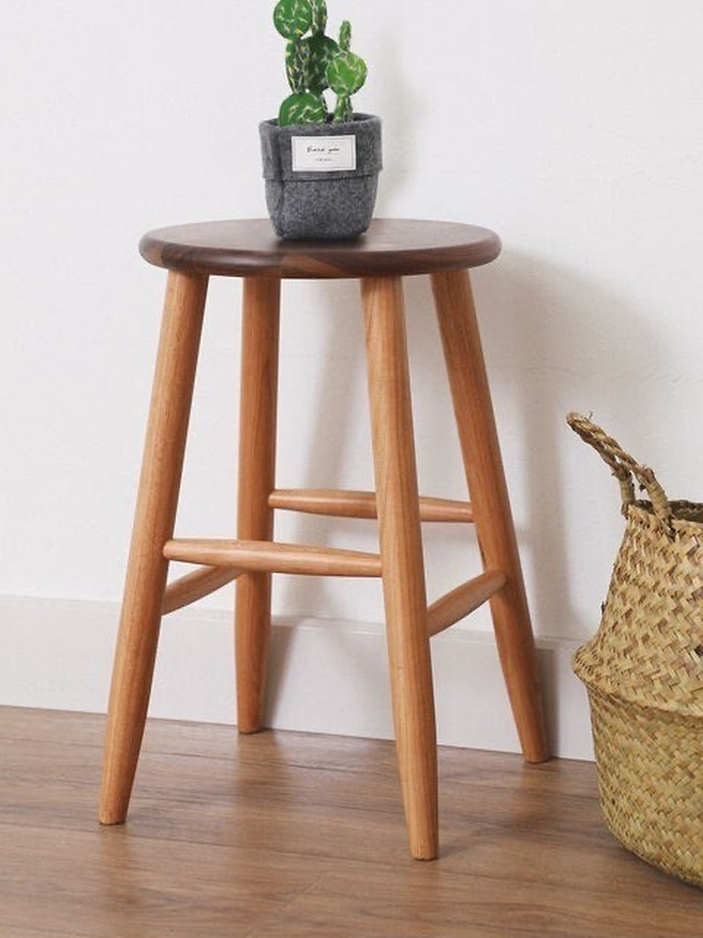 オーダーメイド 職人手作り ウォールナット スツール 椅子 カフェ風 シンプル 天然木 木目 無垢材 おうち時間 木工 鏡台スツール エコ Lr18 819 Lr Furniture