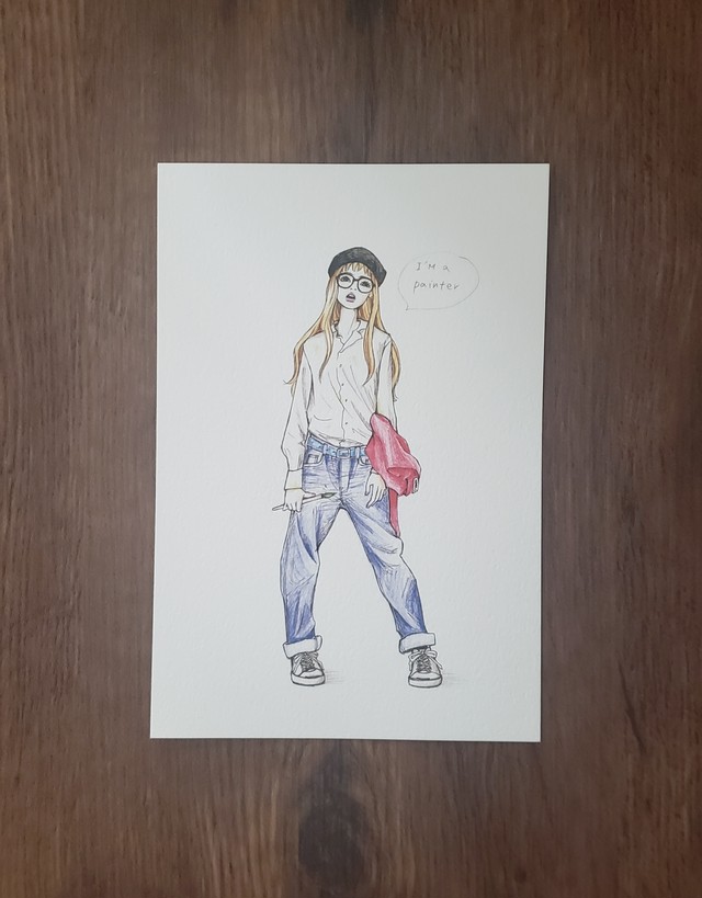 I M A Painter 女の子イラストポストカード Nacchan501