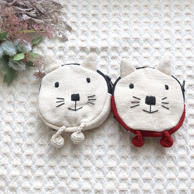 ネコ顔小物入れ 猫ポーチ コインケース Nepagle ネパゴル 雑貨店 ネコ顔小物入れ 猫ポーチ コインケース Nepagle ネパゴル 雑貨店