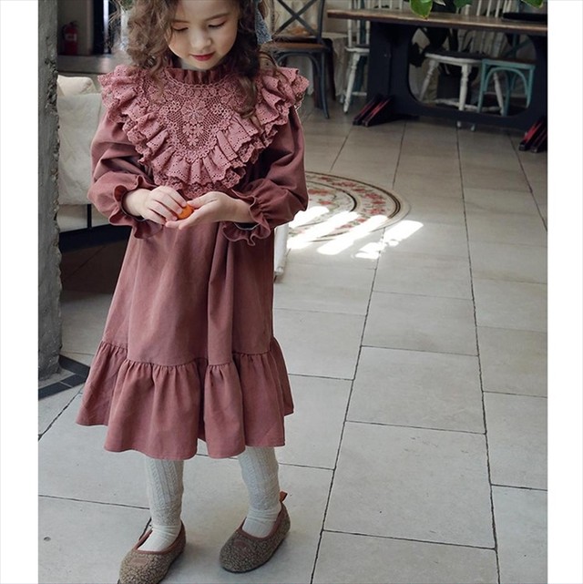 フリルデザイン ロング丈 ワンピース 長袖 お嬢様ドレス お姫様 デイリー キュート 可愛い 女の子 女子 子供服 キッズ ベビー お出かけ 上品 取寄 発送目安14 21日営業日 Laff Store For Baby Kids ベビー キッズ 子供服 ショップ情報 配送スケジュール要確認