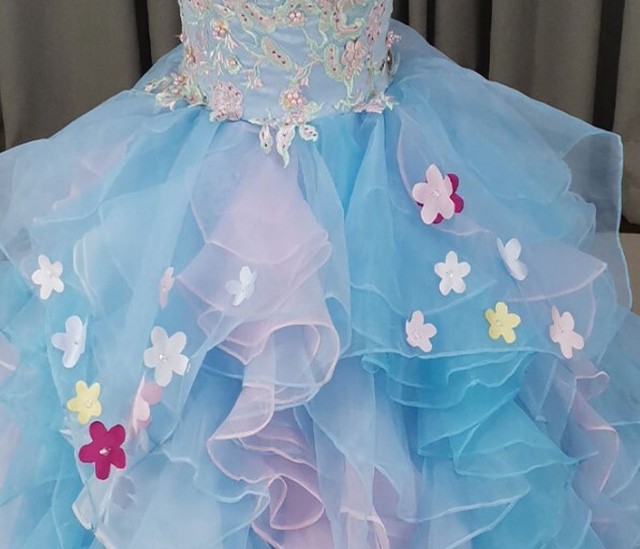 高品質 カラードレス プリンセスライン ベアトップ 可愛い エレガント 細見えシルエット Cinderelladress