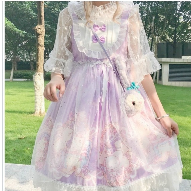 韓国 ファッション レディース ワンピース 夏 春 ワンピース レディース ロリータワンピース フリルワンピース ベルスリーブ 甘め レース Basecamp49