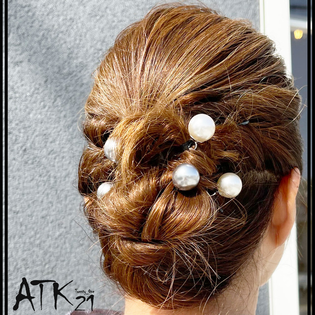 パール カラーボール U字簪 かんざし Uピン 夜会巻き 浴衣 着物 コーム 髪飾り ヘアアレンジ レディース ヘアアクセサリー Cm11 Atk21