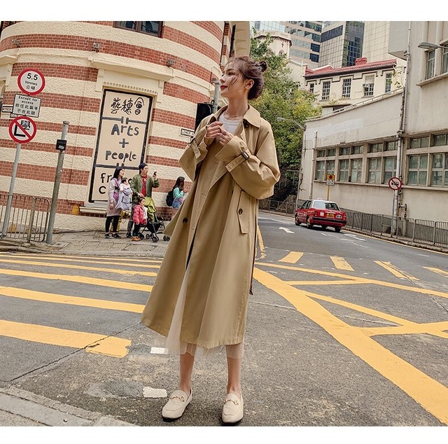 コート トレンチコート レディース 就活 通勤 ベージュ ロング丈 膝下 ウエストベルト付き Vネック スプリングコート 春 秋 シンプル 大人 着回し 社会人 Ol 通勤スタイル フリースタイル 上品 Preirie East プレイリー イースト