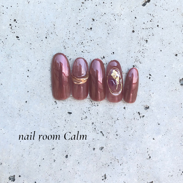 シースルーブラウン ニュアンス秋ネイル Nail Room Calm