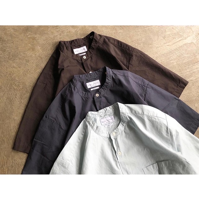 Manual Alphabet マニュアルアルファベット Loose Fit Band Collar S S Shirt Authentic Life Store