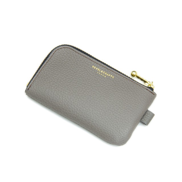 カードサイズのLファスナーミニ財布-L ZIP PURSE KIDS GRAY