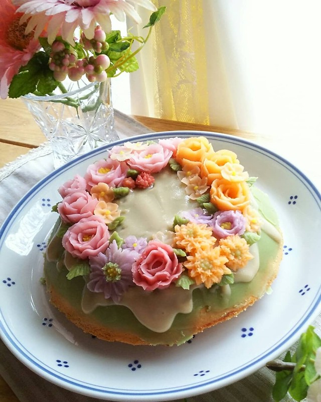 フラワーアートケーキbタイプ 小麦粉 卵 牛乳 バター不使用 アトリエ花かおり フラワーケーキ