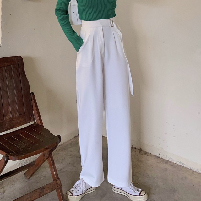 ワイドパンツ ベルト きれいめ レトロ 大人可愛い オシャレ Ol オフィスカジュアル おでかけ Choco Chaco