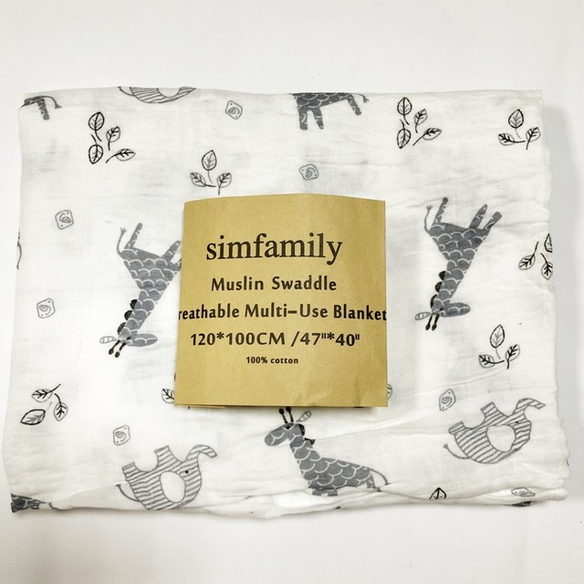 シンプル 可愛い Sim Family おくるみ Swaddle シンプル アニマル柄 1cmx100cm Baby Kids用品専門店 Shimashima