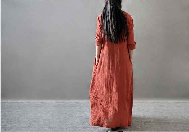 秋のリラックスコーデ 綿麻リネンマキシワンピース ロング丈 カジュアルミモレ 丈 トップス シンプル 韓国レディース キッズファッション Londonbridge ロンドンブリッジ