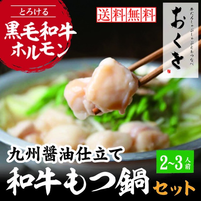 九州醤油仕立て 黒毛和牛もつ鍋セット(2~3人前)