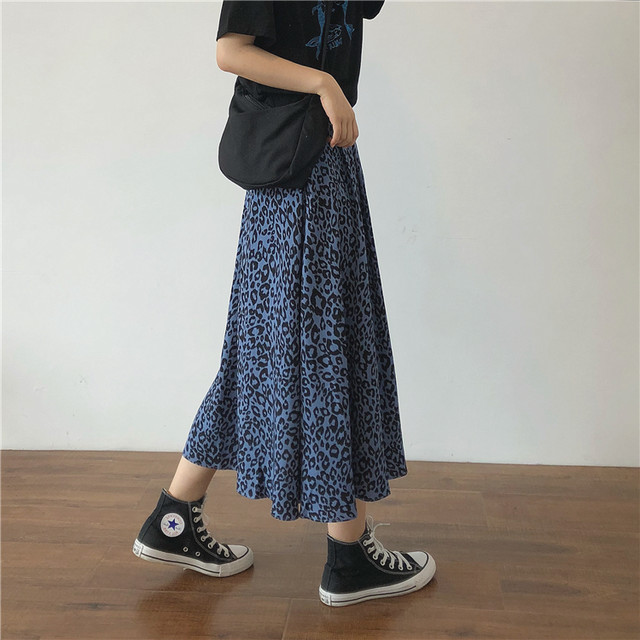 ブルーレオパードロングスカート【blue leopard long skirt】