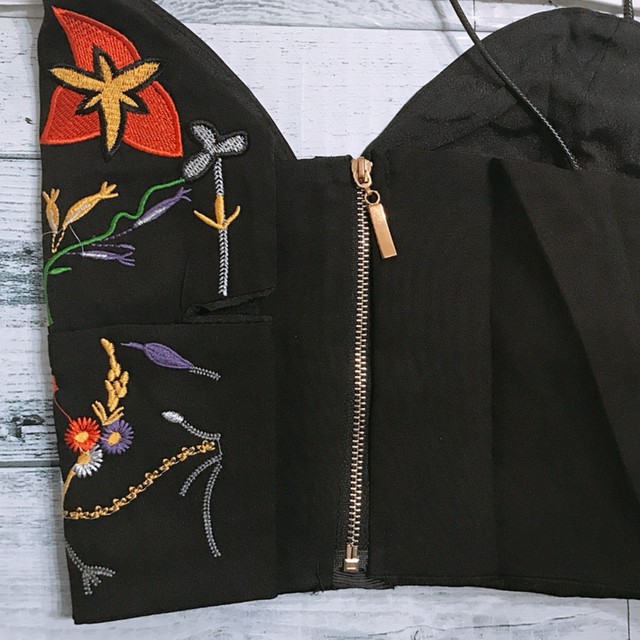 送料無料 即納 セットアップ レトロ カラフル 刺繍 上下セット トップス ビスチェ パンツ ショートパンツ レディース ファッション 人気 海外 Selectshop Flaz