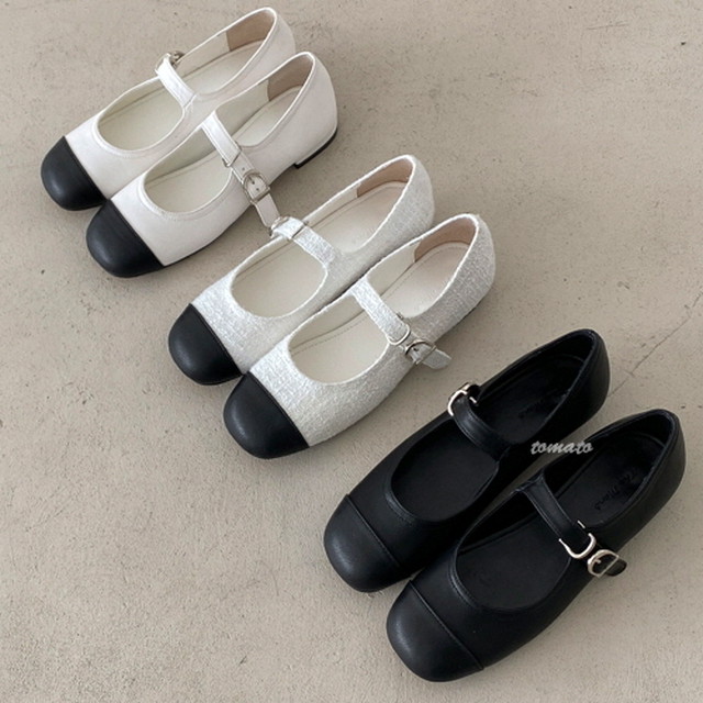 メリージェーン 丸つま先 ストラップ フラットシューズ 送料込み Tarurun