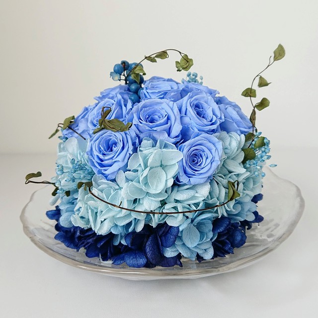 ブルームーン 青い月 シリーズ ローズボールマリンブルー プリザーブドフラワー プリザーブドフラワー Bonbonniere ボンボニエール