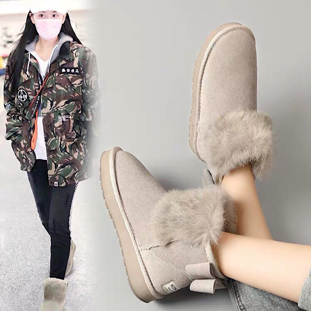 レディース ムートン調 ブーツ ショートブーツ 可愛い もこもこ あったか 履きやすい 滑りにくい リボントレ定 セットアップやパンツドレスなど二次会ドレスに合う海外ファッションサイト Urubei