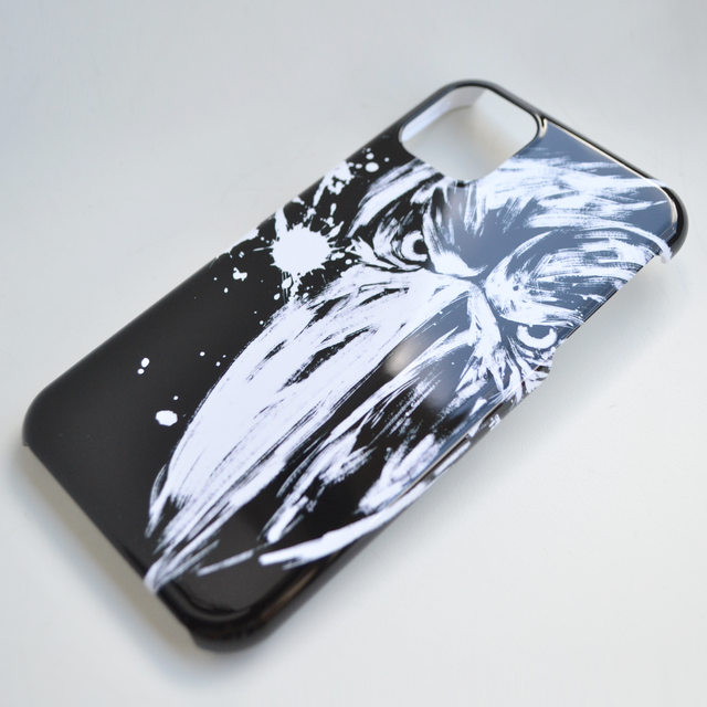 iPhone/Android スマホケース★墨絵ハシビロコウ【ブラック】
