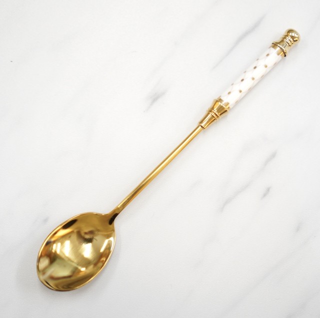 レトロデザイン ティースプーン ピンク オーバル 金メッキ アイス コーヒー ロングハンドル おしゃれ 可愛い Seiokan Online