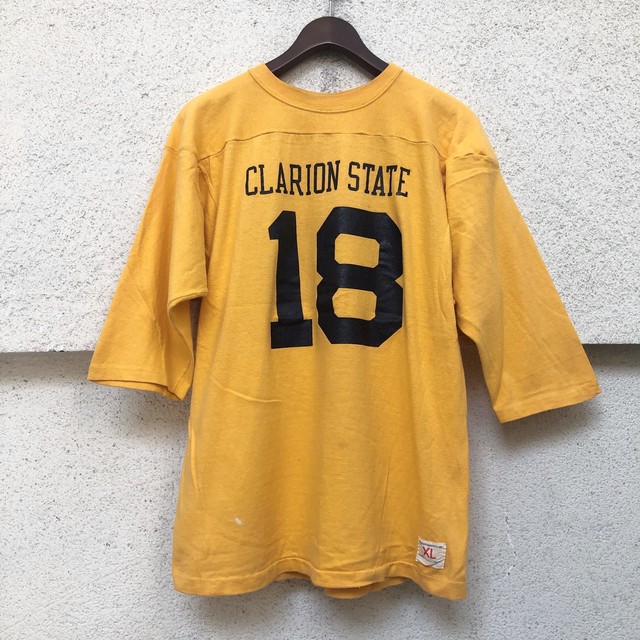 70 S Champion フットボールt ラバープリント 黄 紺 Xl Slut Albatross Vintage