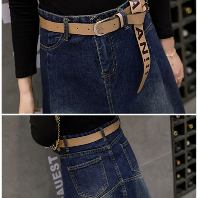 スカート ジーンズスカート ひざ丈 カジュアル 大人かわいい 個性的 女性らしい 体型カバー With86 Withyou