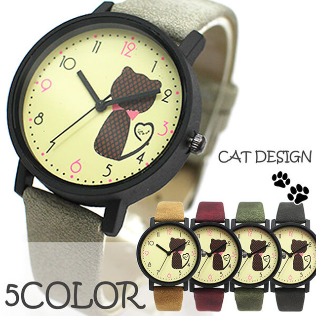 5色 猫 腕時計 レディース 代 30代 40代 おしゃれ まるの樹 Fashion