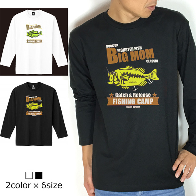 送料無料 Big Mom ロンt Tシャツ 釣りパーカー 釣りt ロゴt レディース 釣りtシャツ タイラバ バス釣り エギング ロックフィッシュ シュノーケル スキューバダイビング お洒落 バス釣り Shanks