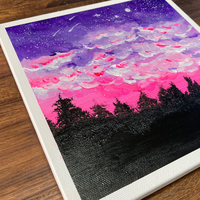 紫色の空とピンク色の雲 092 Junya Art