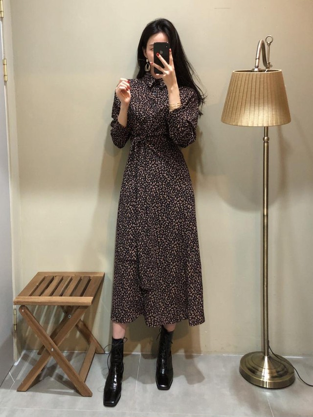 ワンピース 大きいサイズ シャツワンピース レオパードワンピース ウエストマークワンピース 韓国デザイン 韓国ファッション オルチャン トレンド 春服 春新作 新作 新作ワンピース ワンピース 大きいサイズ シャツワンピース レオパードワンピース ウエストマーク