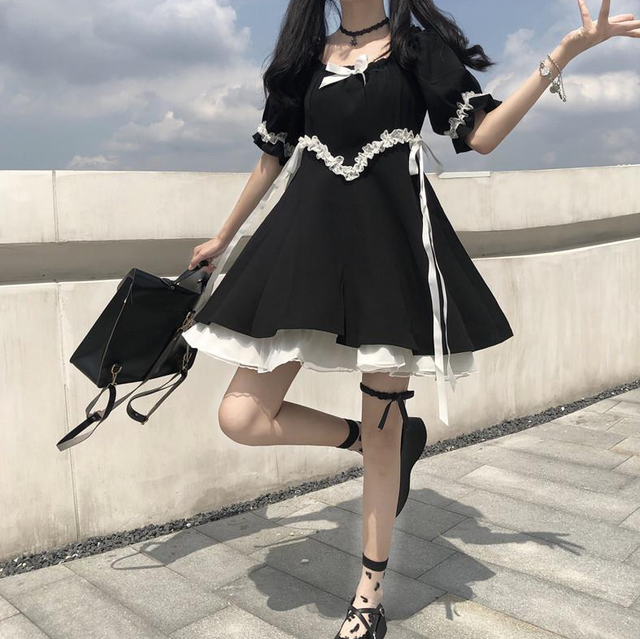 A 315 ロリータ フリル ワンピース 少女 ゴシック ゴスロリ メイド ドレス かわいい ハロウィン コスプレ コスチューム イベント 送料無料 Coacosplay