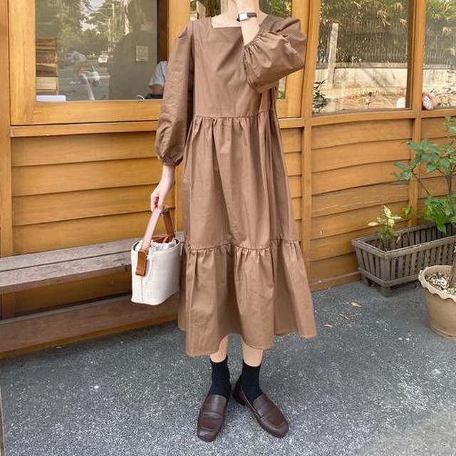 清楚系スタイル スクエアネック モテワンピ ワンピース ロング ティアード シンプル ナチュラル デート 女子会 長袖 春 おしゃれ Ptnym3681 Shop Suba 清楚系スタイル スクエアネック モテワンピ ワンピース ロング ティアード シンプル ナチュラル デート 女子会 長袖 春 おしゃれ Ptnym3681 Shop Suba