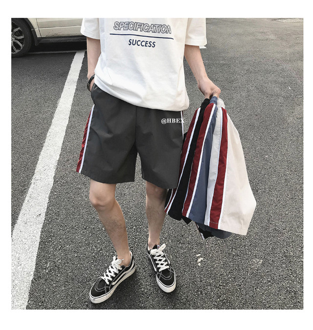 ライン ハーフパンツ スポーティ 夏 メンズ ブラック 黒 グレー 灰色 韓国 ストリート オルチャン 原宿 オシャr ファッション アパレル Rives