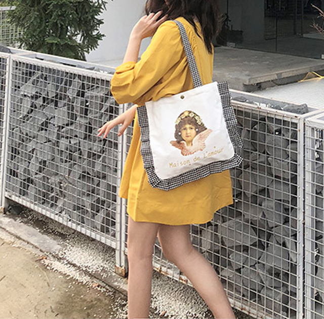 韓国ファッション オルチャン バッグ エンジェル 天使 トートバッグ キャンパスバッグ ギンガムチェック チェック フリル おしゃれ かわいい 通学 K465 Koreanplus 韓国ファッション コリアンファッション オルチャンファッション 韓国ファッション オルチャン バッグ エンジェル 天使 トートバッグ キャンパスバッグ ギンガムチェック チェック フリル おしゃれ かわいい 通学 K465 Koreanplus 韓国ファッション コリアンファッション オルチャンファッション