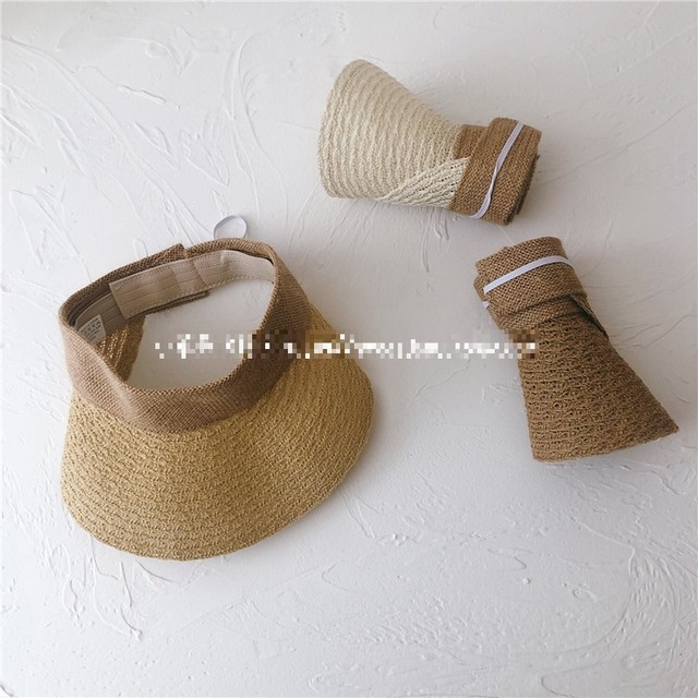 おしゃれキッズ サンバイザー サイズ調整可能 麦わら風帽子 4 7歳 韓国子供服 子供用 男の子 ボーイ 女の子 ガール 麦わらハット 帽子 夏 ハット Uvカット ｕｖ帽子 Uv ハット 日焼け止め Uv対策 紫外線カット 49 53 紫外線対策 送料無料 韓国レディース キッズ