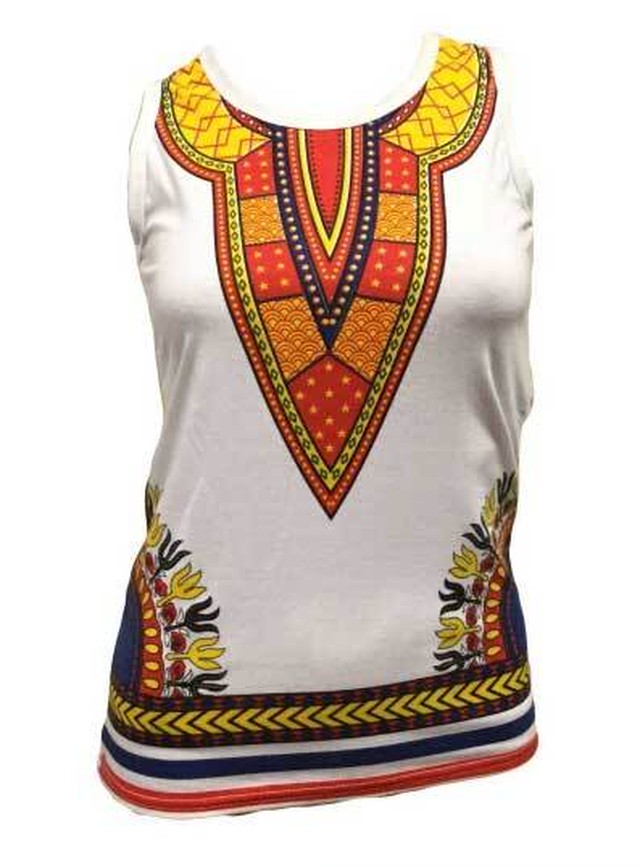 ジャマイカ直輸入 アフリカンプリント ノースリーブ ダッシキ 民族風 ジャマイカ雑貨 レゲエ雑貨 インポートファッション Mondy Clothe